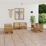 Set Divani da Giardino 6 pz Miele in Legno Massello di Pino