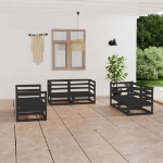 Set Divani da Giardino 6 pz Nero in Legno Massello di Pino