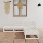 Set Divani da Giardino 5 pz Bianco in Legno Massello di Pino