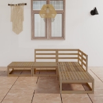 Set Divani da Giardino 5 pz Miele in Legno Massello di Pino