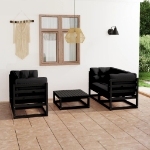 Set Divani da Giardino 5 pz con Cuscini Legno Massello di Pino