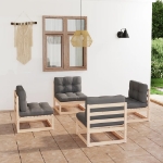 Set Divani da Giardino 4 pz con Cuscini Legno Massello di Pino