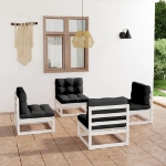 Set Divani da Giardino 4 pz con Cuscini Legno Massello di Pino