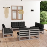 Set Divani da Giardino 8 pz con Cuscini Legno Massello di Pino