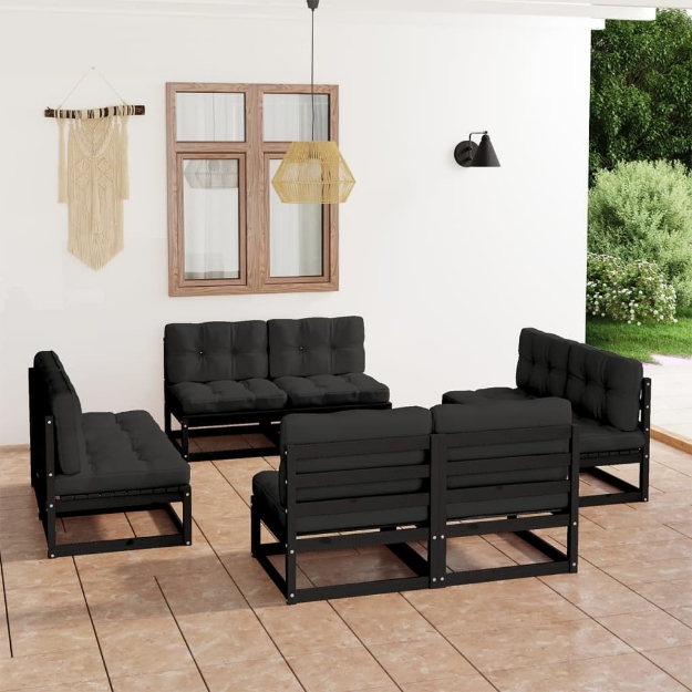 Set Divani da Giardino 8 pz con Cuscini Legno Massello di Pino