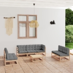 Set Divani da Giardino 8 pz con Cuscini Legno Massello di Pino