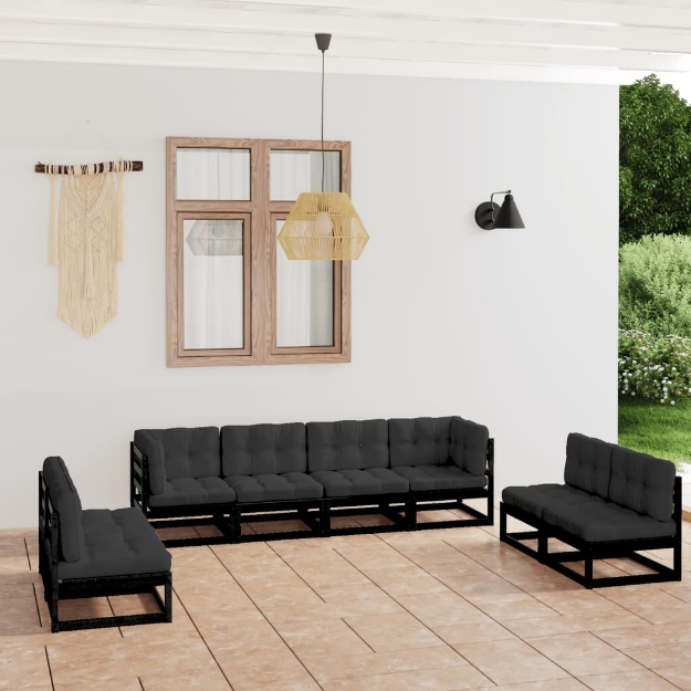 Set Divani da Giardino 8 pz con Cuscini Legno Massello di Pino