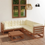 Set Divani da Giardino 6 pz con Cuscini Legno Massello di Pino