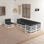 Set Divani da Giardino 6 pz con Cuscini Legno Massello di Pino