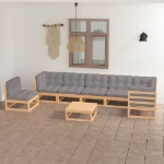 Set Divani da Giardino 8 pz con Cuscini Legno Massello di Pino