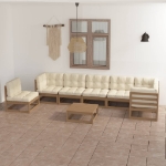 Set Divani da Giardino 8 pz con Cuscini Legno Massello di Pino