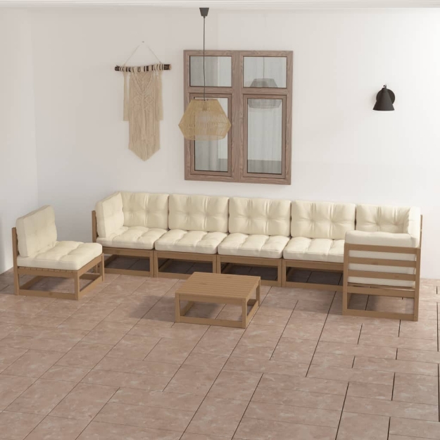 Set Divani da Giardino 8 pz con Cuscini Legno Massello di Pino