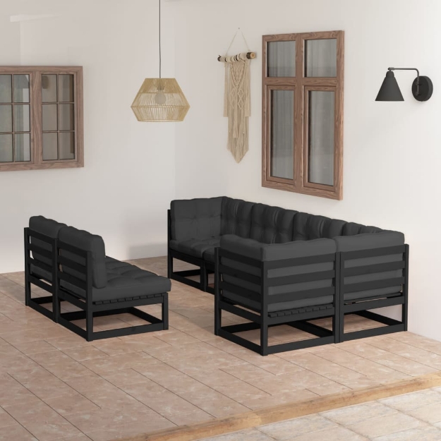 Set Divani da Giardino 7 pz con Cuscini Legno Massello di Pino