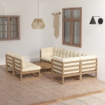 Set Divani da Giardino 8 pz con Cuscini Legno Massello di Pino