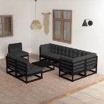 Set Divani da Giardino 9 pz con Cuscini Legno Massello di Pino