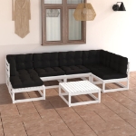 Set Divani da Giardino 7 pz con Cuscini Legno Massello di Pino