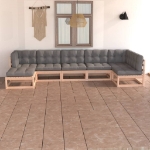 Set Divani da Giardino 7 pz con Cuscini Legno Massello di Pino