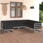 Set Divani da Giardino 7 pz con Cuscini Legno Massello di Pino