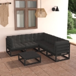 Set Divani da Giardino 6 pz con Cuscini Legno Massello di Pino