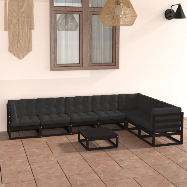 Set Divani da Giardino 8 pz con Cuscini Legno Massello di Pino