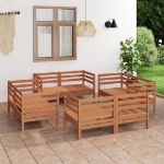 Set Divani da Giardino 8 pz Marrone Miele in Massello di Pino