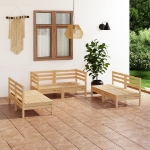 Set Divani da Giardino 6 pz in Legno Massello di Pino