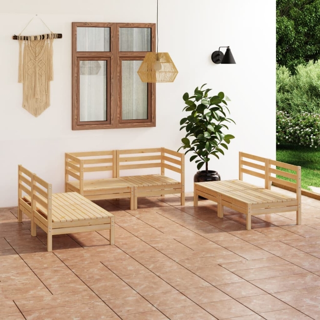 Set Divani da Giardino 6 pz in Legno Massello di Pino