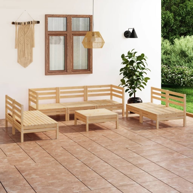 Set Divani da Giardino 8 pz in Legno Massello di Pino