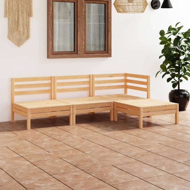 Set Divani da Giardino 4 pz in Legno Massello di Pino