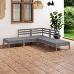 Set Divani da Giardino 5 pz in Legno Massello di Pino Grigio