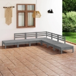 Set Divani da Giardino 7 pz in Legno Massello di Pino Grigio