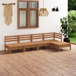 Set Divani da Giardino 5 pz in Legno Massello di Pino Miele