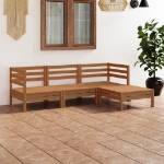 Set Divani da Giardino 4 pz in Legno Massello di Pino Miele