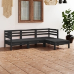 Set Divani da Giardino 4 pz in Legno Massello di Pino Nero