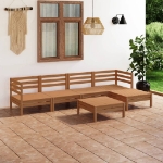 Set Divani da Giardino 6 pz in Legno Massello di Pino Miele