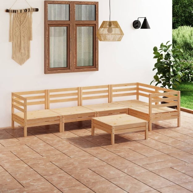 Set Divani da Giardino 6 pz in Legno Massello di Pino