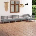 Set Divani da Giardino 6 pz in Legno Massello di Pino Grigio