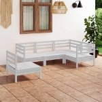 Set Divani da Giardino 5 pz in Legno Massello di Pino Bianco