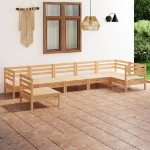 Set Divani da Giardino 7 pz in Legno Massello di Pino