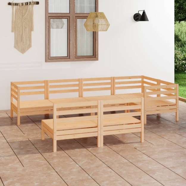 Set Divani da Giardino 7 pz in Legno Massello di Pino