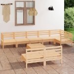 Set Divani da Giardino 9 pz in Legno Massello di Pino