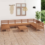 Set Divani da Giardino 9 pz in Legno Massello di Pino Miele