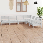 Set Divani da Giardino 6 pz in Legno Massello di Pino Bianco