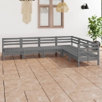 Set Divani da Giardino 6 pz in Legno Massello di Pino Grigio