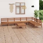 Set Divani da Giardino 8 pz in Legno Massello di Pino Miele