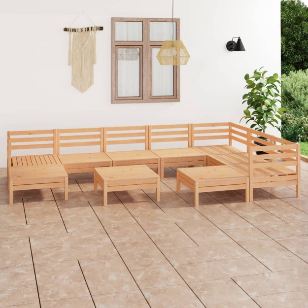 Set Divani da Giardino 10 pz in Legno Massello di Pino