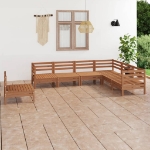 Set Divani da Giardino 7 pz in Legno Massello di Pino Miele