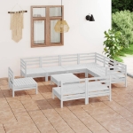 Set Divani da Giardino 10 pz in Legno Massello di Pino Bianco