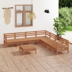 Set Divani da Giardino 8 pz in Legno Massello di Pino Miele