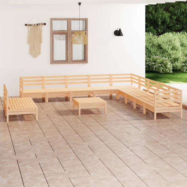 Set Divani da Giardino 12 pz in Legno Massello di Pino